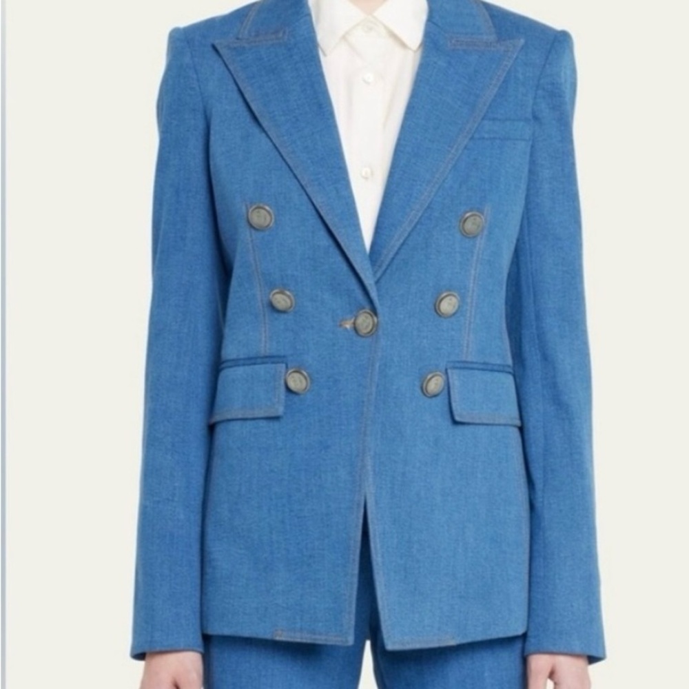 Veronica Beard Women’s Blue Denim Double-Breasted Blazer